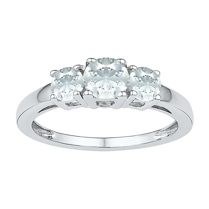 10kt White Gold Womens Round LabCreated White Sapphire 3stone Ring 138 Cttw mayamila Rings