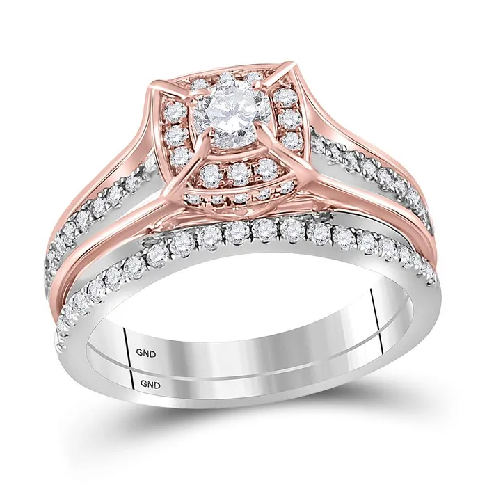 14kt Twotone Gold Womens Round Diamond Elevated Bridal Wedding Engagement Ring Band Set 100 Cttw mayamila Rings 14kt Twotone Gold Womens Round Diamond Elevated Bridal Wedding Engagement Ring Band Set 100 Cttw mayamila Rings