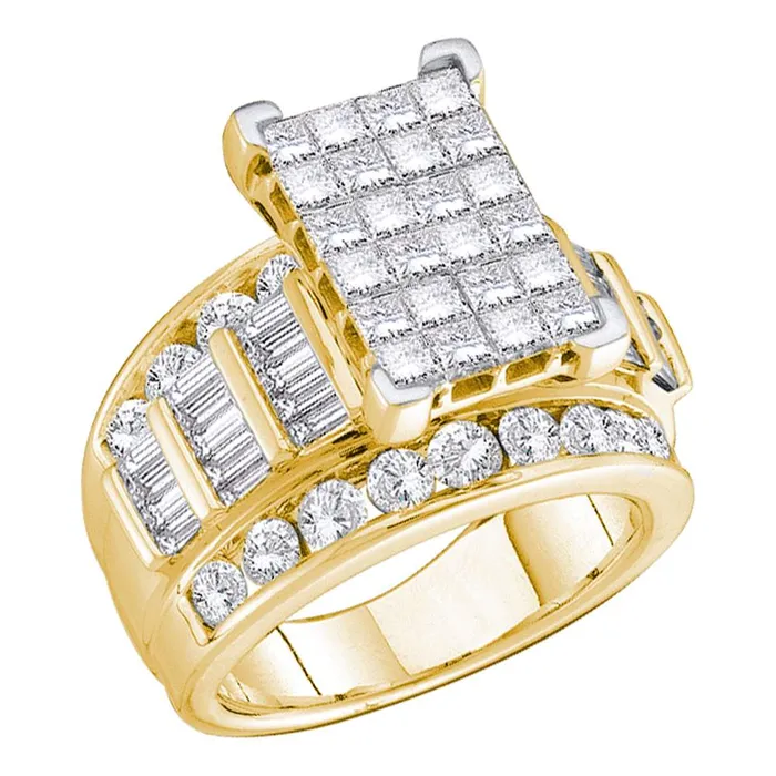 14kt Yellow Gold Womens Princess Diamond Cluster Bridal Wedding Engagement Ring 300 Cttw mayamila Rings