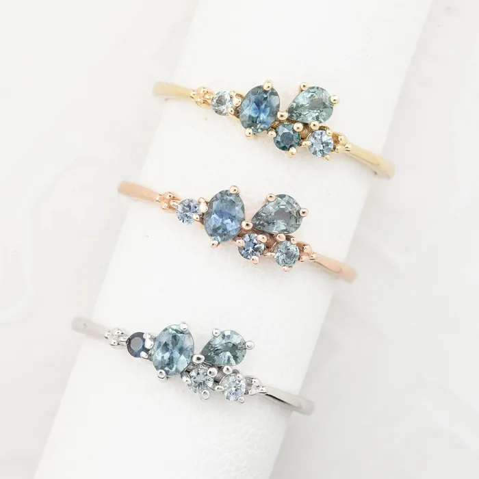 Envero Jewelry Rings Five Stones Sapphire Stardust Cluster Ring