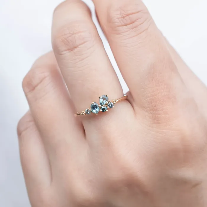 Envero Jewelry Rings Five Stones Sapphire Stardust Cluster Ring Envero Jewelry Rings Five Stones Sapphire Stardust Cluster Ring