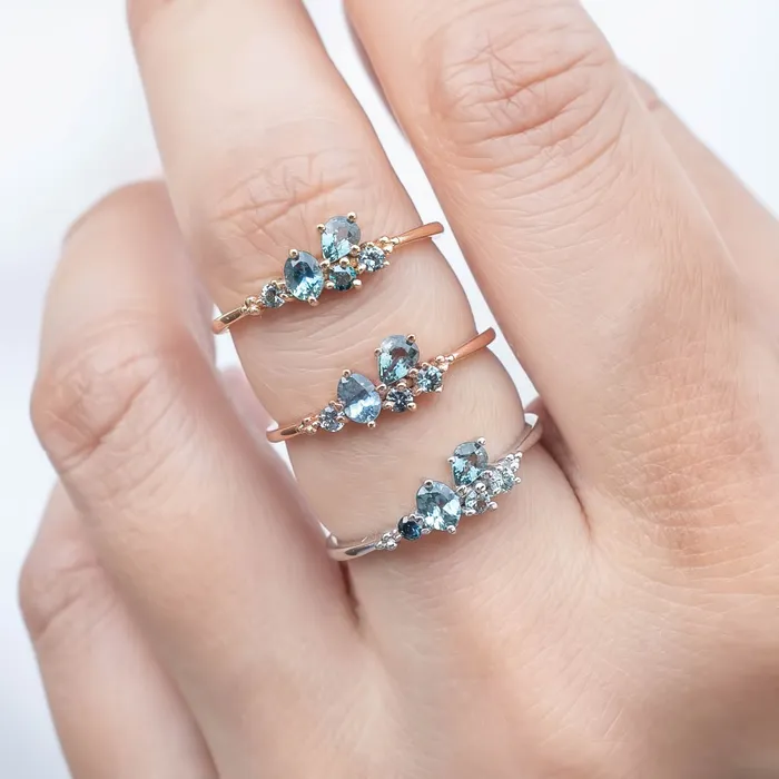 Envero Jewelry Rings Five Stones Sapphire Stardust Cluster Ring Envero Jewelry Rings Five Stones Sapphire Stardust Cluster Ring