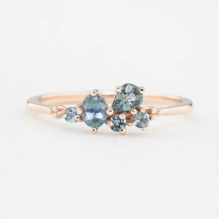 Envero Jewelry Rings Five Stones Sapphire Stardust Cluster Ring Envero Jewelry Rings Five Stones Sapphire Stardust Cluster Ring