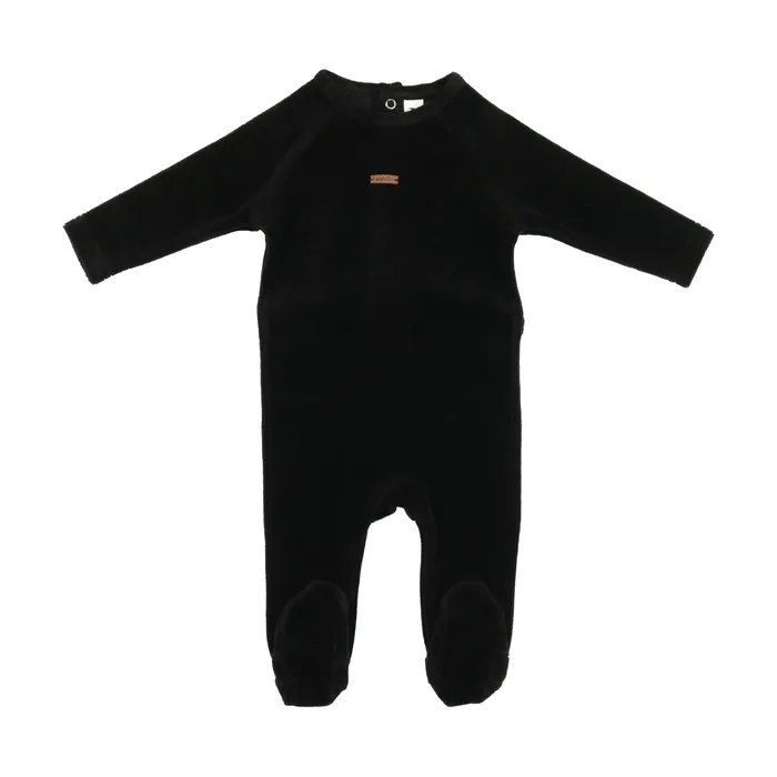 Lil Legs Rings Lil Legs Velour Leather Tab Footie Black