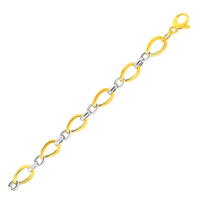 Twisted Oval Chain Bracelet in 14k Two Tone Gold MayaMila Bracelets