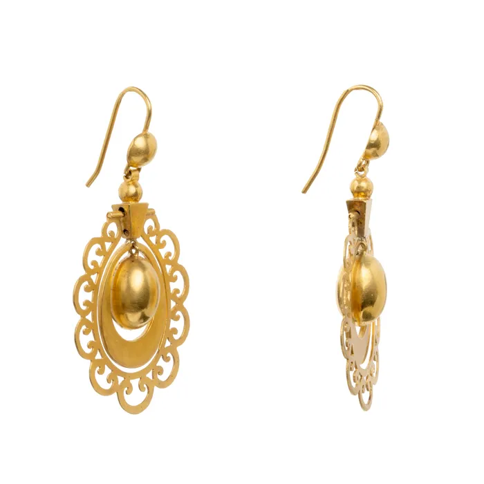 Bell Bird Antiques Earrings Victorian Era Gold Earrings