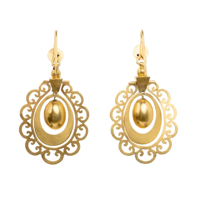 Bell Bird Antiques Earrings Victorian Era Gold Earrings