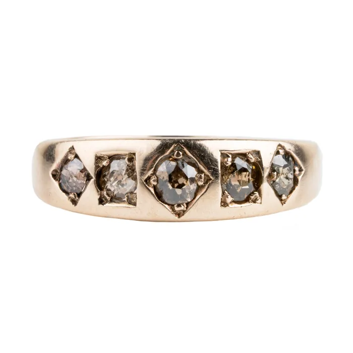 Bell Bird Antiques Rings Victorian era five stone diamond ring