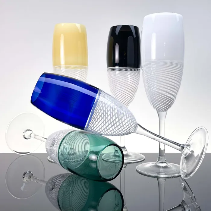 MuranoVItrum Rings Prosecco champagne Foscarini glasses set of two Murano Glass