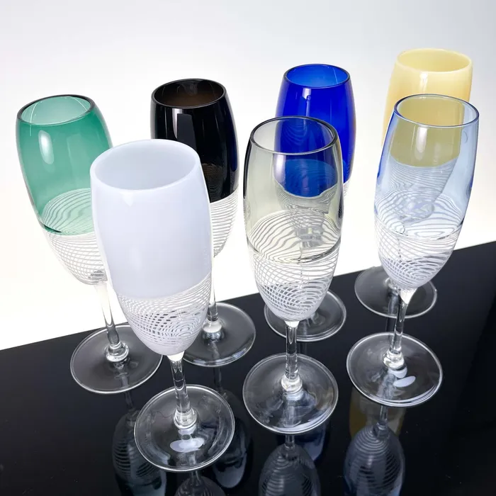 MuranoVItrum Rings Prosecco champagne Foscarini glasses set of two Murano Glass