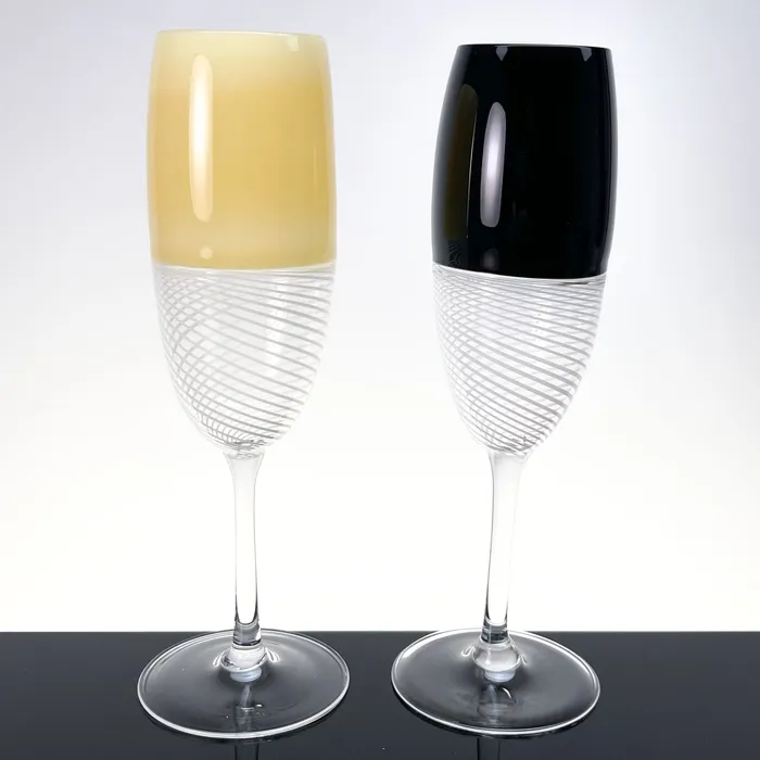 MuranoVItrum Rings Prosecco champagne Foscarini glasses set of two Murano Glass