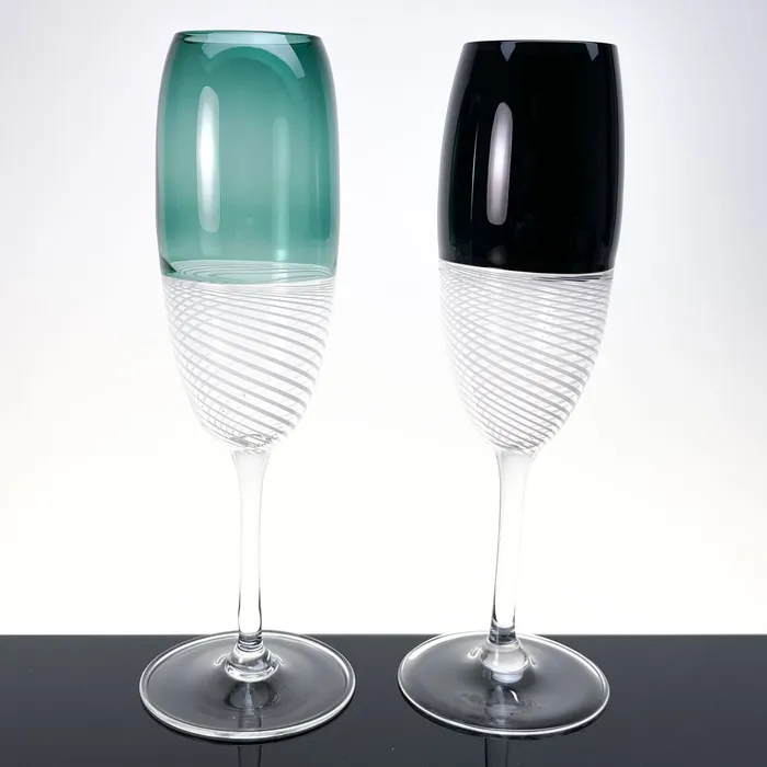 MuranoVItrum Rings Prosecco champagne Foscarini glasses set of two Murano Glass