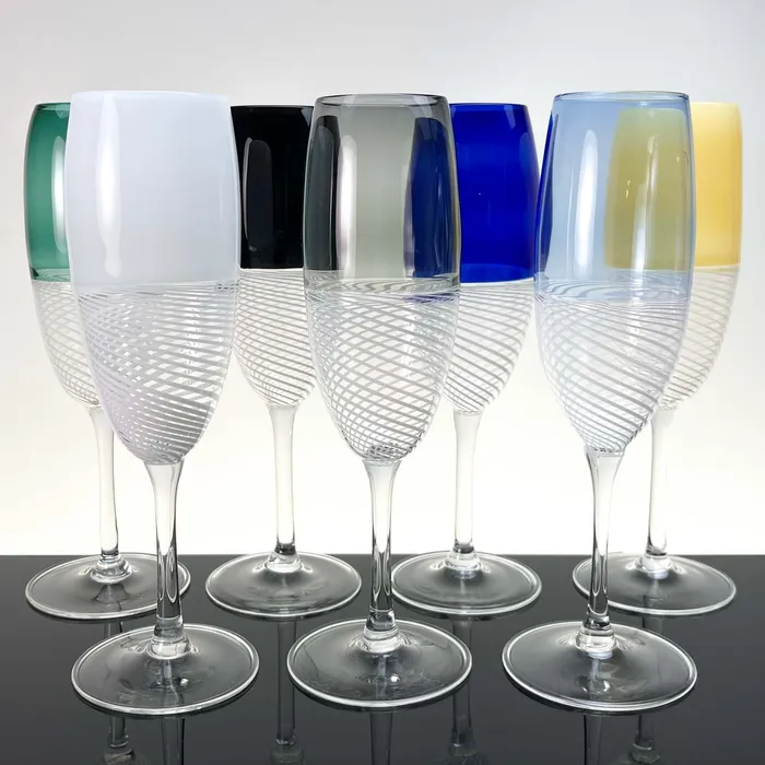 MuranoVItrum Rings Prosecco champagne Foscarini glasses set of two Murano Glass