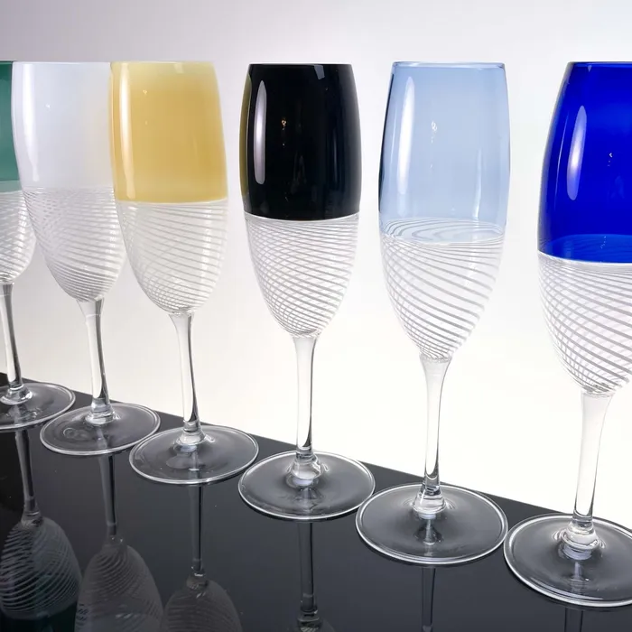MuranoVItrum Rings Prosecco champagne Foscarini glasses set of two Murano Glass