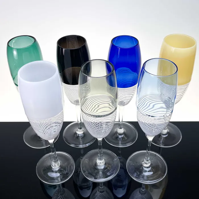 MuranoVItrum Rings Prosecco champagne Foscarini glasses set of two Murano Glass