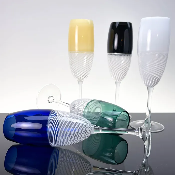 MuranoVItrum Rings Prosecco champagne Foscarini glasses set of two Murano Glass