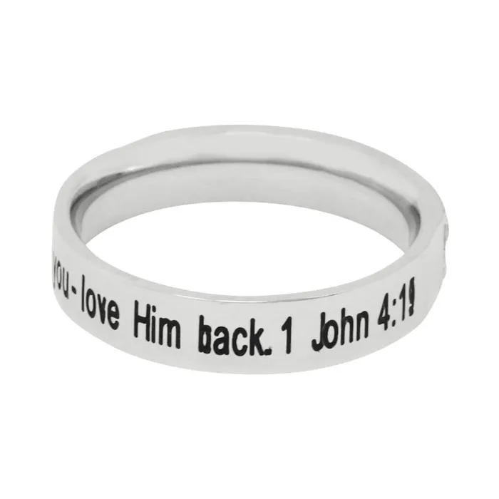 Rings God Loves You Double Diamond CZ Silver Ring Forever Truth