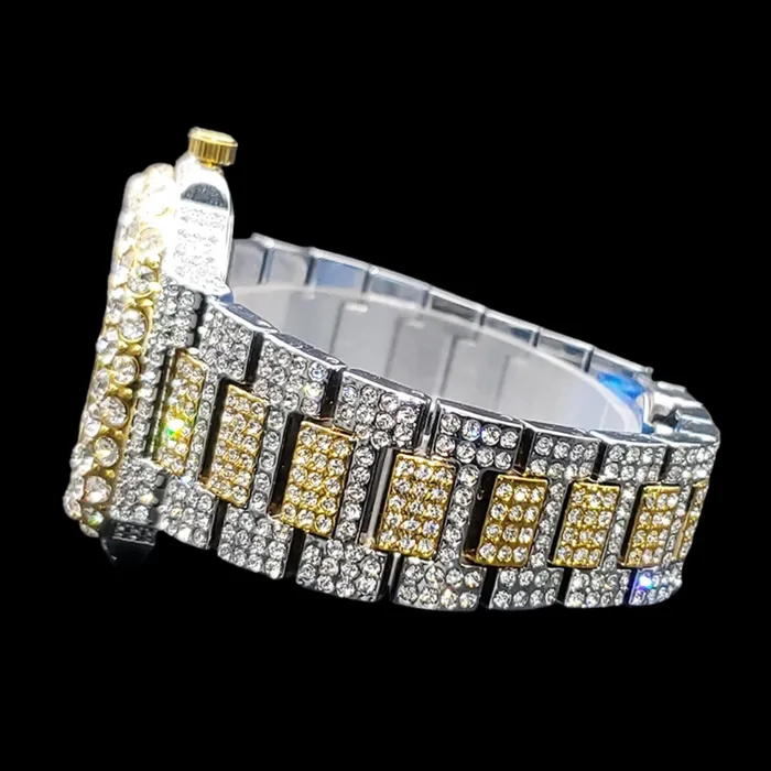 VVS Watches VVS Full Ice Date Special Minute Hand Iced Out Diamond Watch