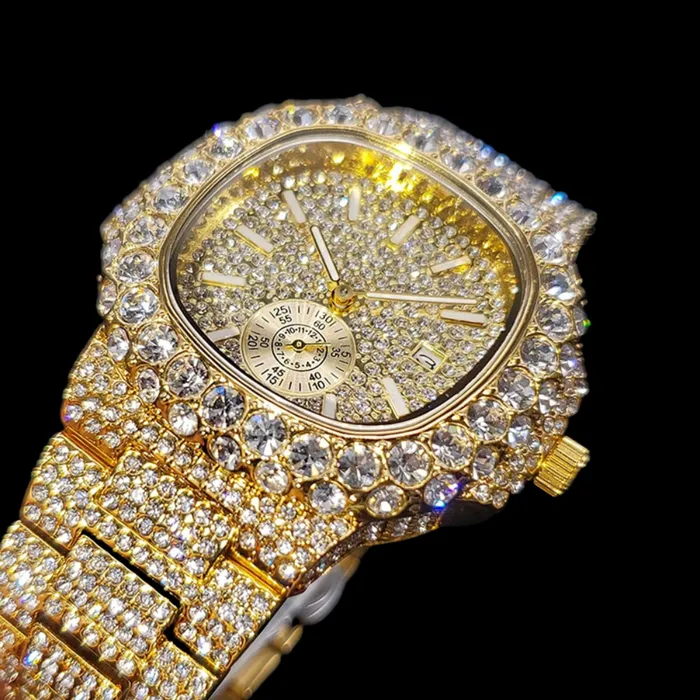 VVS Watches VVS Full Ice Date Special Minute Hand Iced Out Diamond Watch