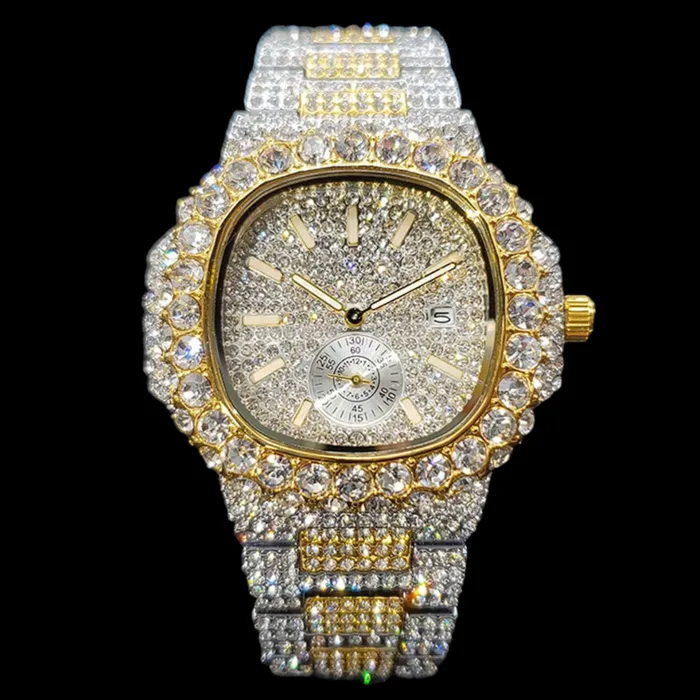 VVS Watches VVS Full Ice Date Special Minute Hand Iced Out Diamond Watch