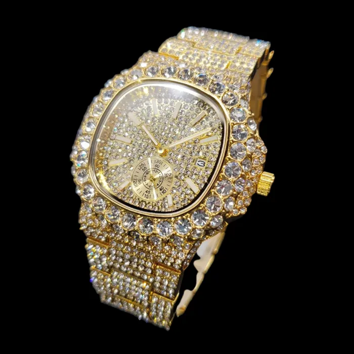 VVS Watches VVS Full Ice Date Special Minute Hand Iced Out Diamond Watch