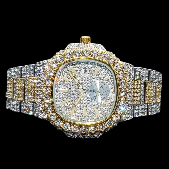 VVS Watches VVS Full Ice Date Special Minute Hand Iced Out Diamond Watch