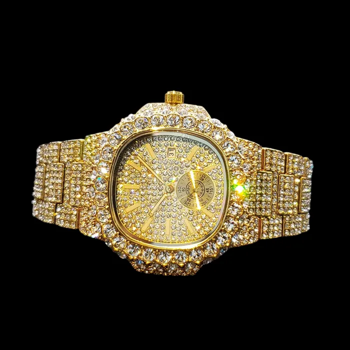 VVS Watches VVS Full Ice Date Special Minute Hand Iced Out Diamond Watch