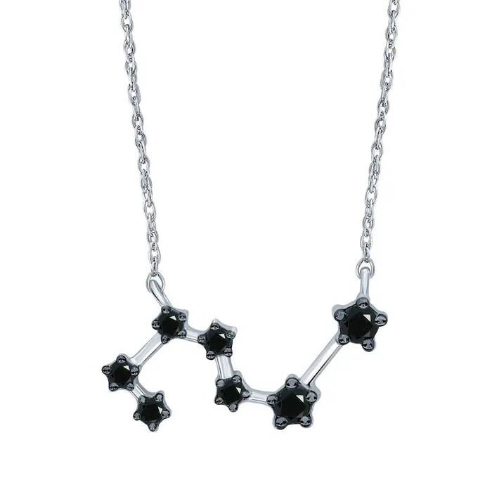 02 CT TW Enhanced Black Natural Diamond Leo Constellation Necklace in Sterling Silver Goldia Necklaces 02 CT TW Enhanced Black Natural Diamond Leo Constellation Necklace in Sterling Silver Goldia Necklaces