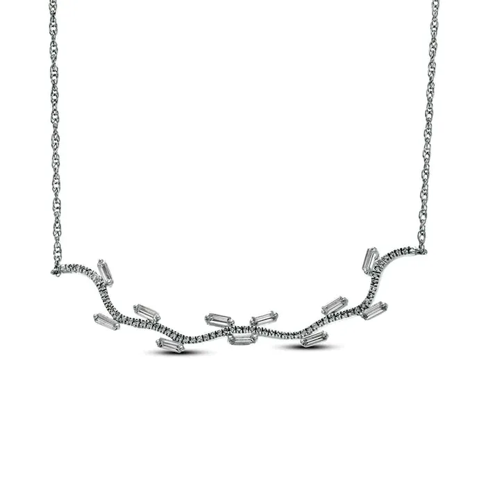 033 CT TW Baguette Natural Diamond Scatter Wave Necklace in 10K White Gold Goldia Necklaces 033 CT TW Baguette Natural Diamond Scatter Wave Necklace in 10K White Gold Goldia Necklaces