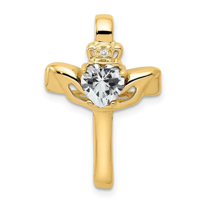 14k 6mm Claddagh Cubic Zirconia AAA Diamond Cross Pendant Goldiacom Necklaces 14k 6mm Claddagh Cubic Zirconia AAA Diamond Cross Pendant Goldiacom Necklaces