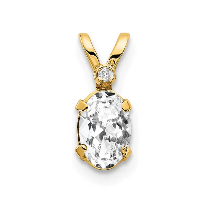 14k Diamond and White Topaz Birthstone Pendant Goldiacom Necklaces