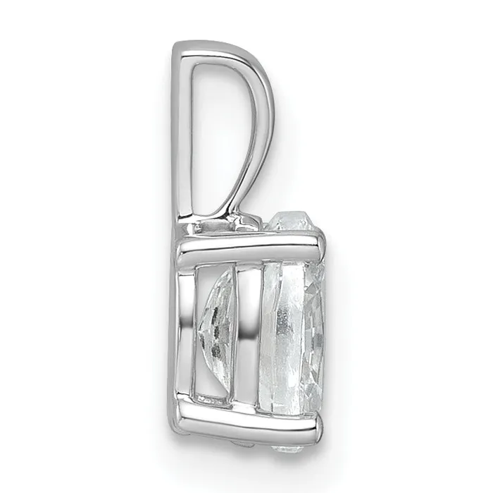 14k White Gold 34 Ct Lab Grown Diamond VSSI G Oval Four Prong Pendant Goldia Necklaces