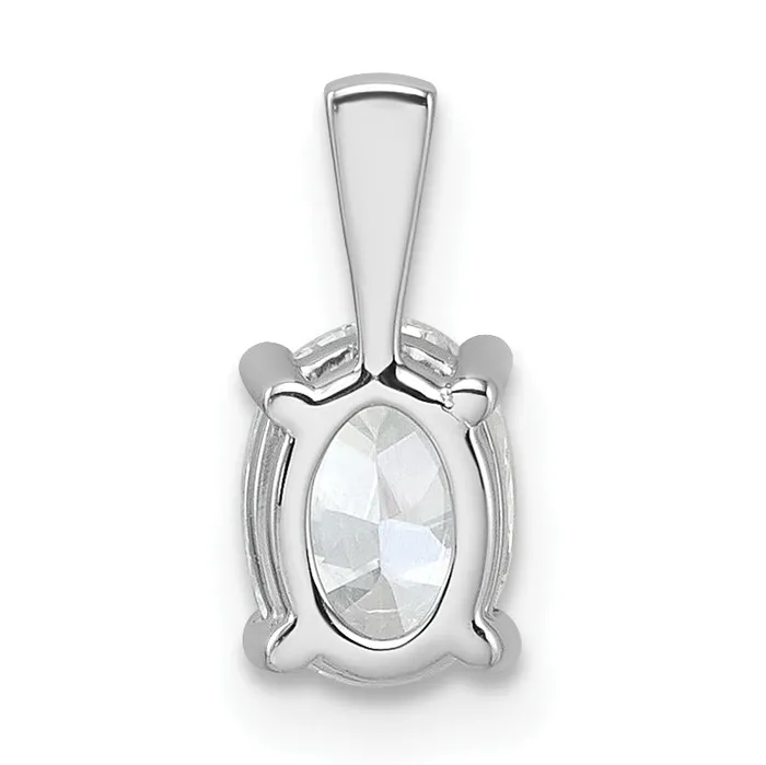 14k White Gold 34 Ct Lab Grown Diamond VSSI G Oval Four Prong Pendant Goldia Necklaces