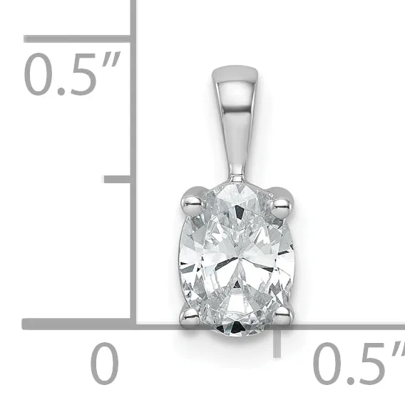 14k White Gold 34 Ct Lab Grown Diamond VSSI G Oval Four Prong Pendant Goldia Necklaces