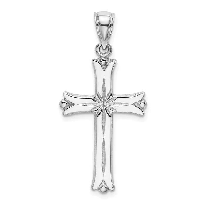 14k White Gold Cross WStarburst Center Charm Goldia Charm Necklaces
