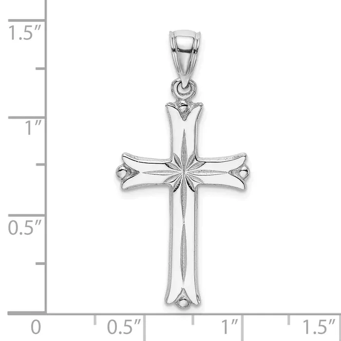 14k White Gold Cross WStarburst Center Charm Goldia Charm Necklaces