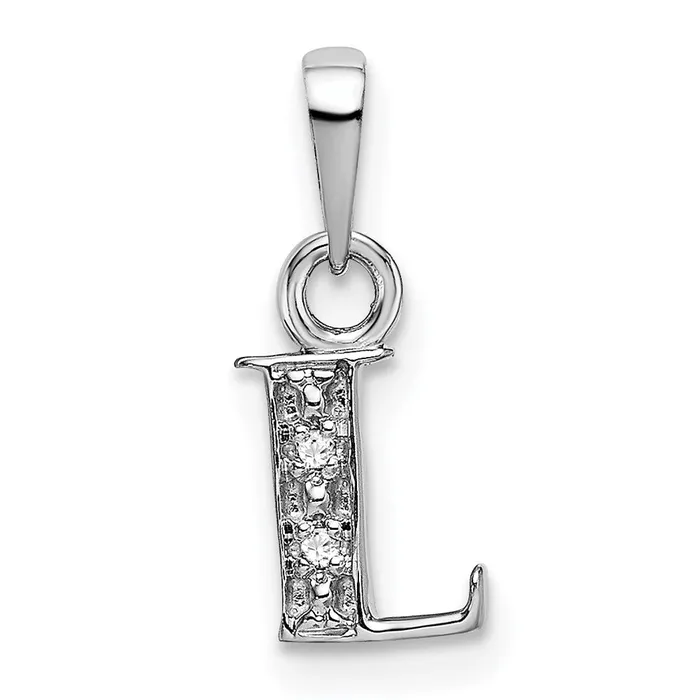 14K White Gold Polished 01ct Diamond Initial L Charm Goldiacom Charm Necklaces