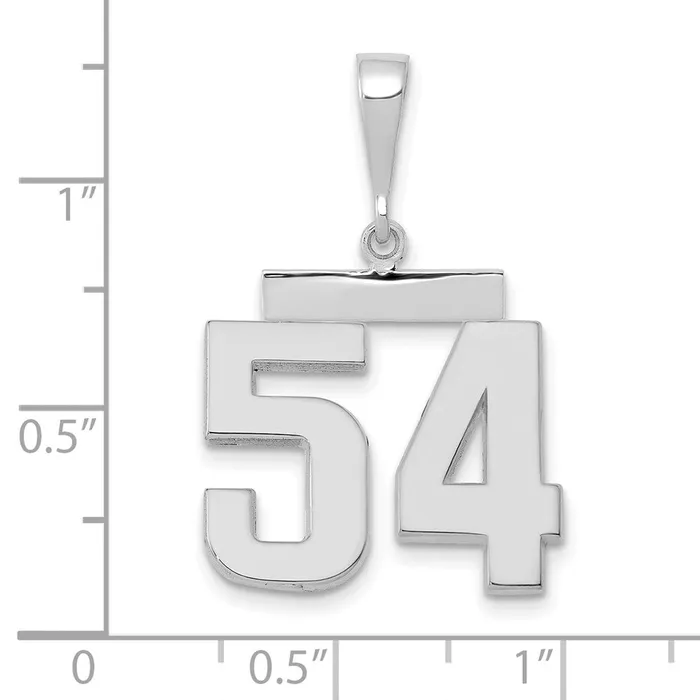 14k White Goldw Medium Polished Number 54 Charm Goldia Charm Necklaces
