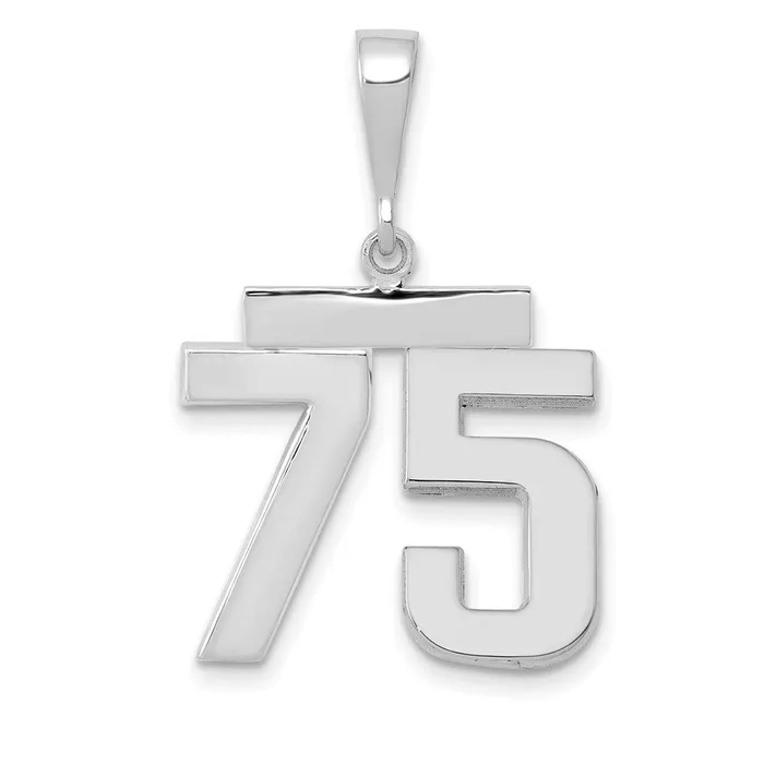 14k White Goldw Medium Polished Number 75 Charm Goldia Charm Necklaces