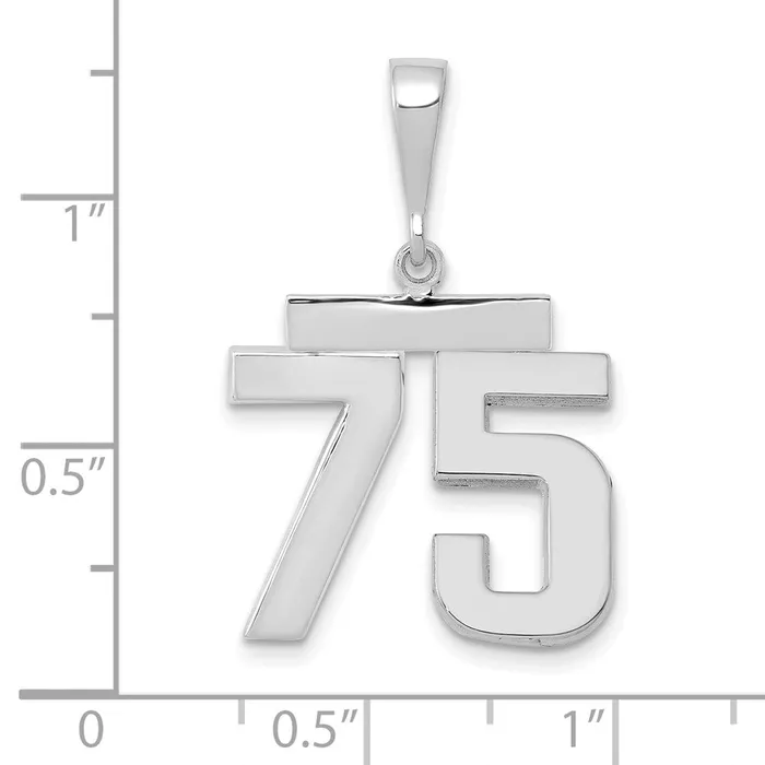 14k White Goldw Medium Polished Number 75 Charm Goldia Charm Necklaces