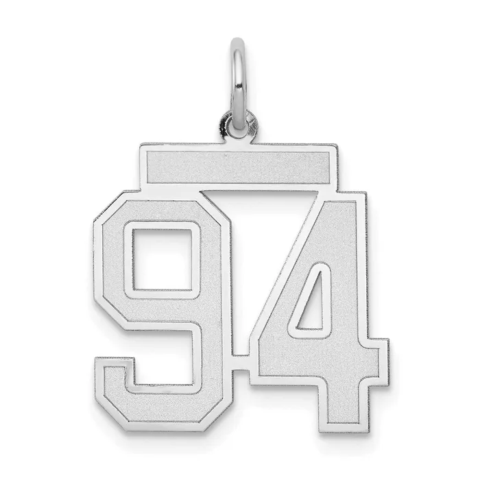 14k White Goldw Medium Satin Number 94 Charm Goldia Charm Necklaces
