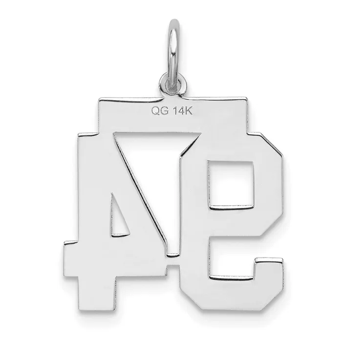 14k White Goldw Medium Satin Number 94 Charm Goldia Charm Necklaces