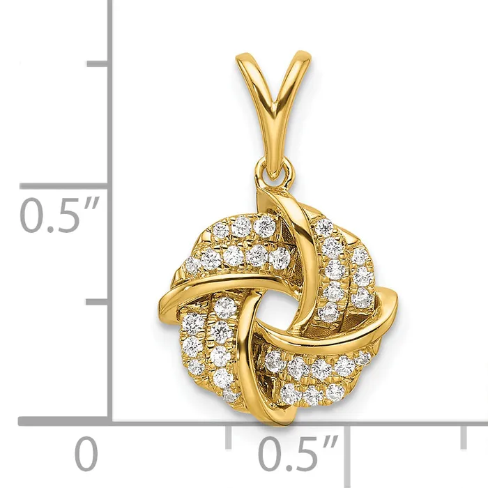 14k Yellow Gold 15 Ct Lab Grown Diamond VSSI G Love Knot Pendant Goldia Necklaces
