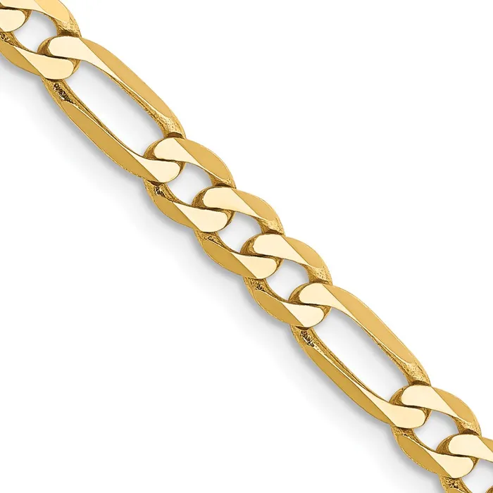 14K Yellow Gold 20 inch 4mm Flat Figaro with Lobster Clasp Chain Necklace MDS Necklaces 14K Yellow Gold 20 inch 4mm Flat Figaro with Lobster Clasp Chain Necklace MDS Necklaces
