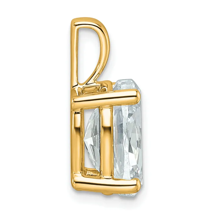 14k Yellow Gold 4 Ct Lab Grown Diamond VSSI G Oval Four Prong Pendant Goldia Necklaces