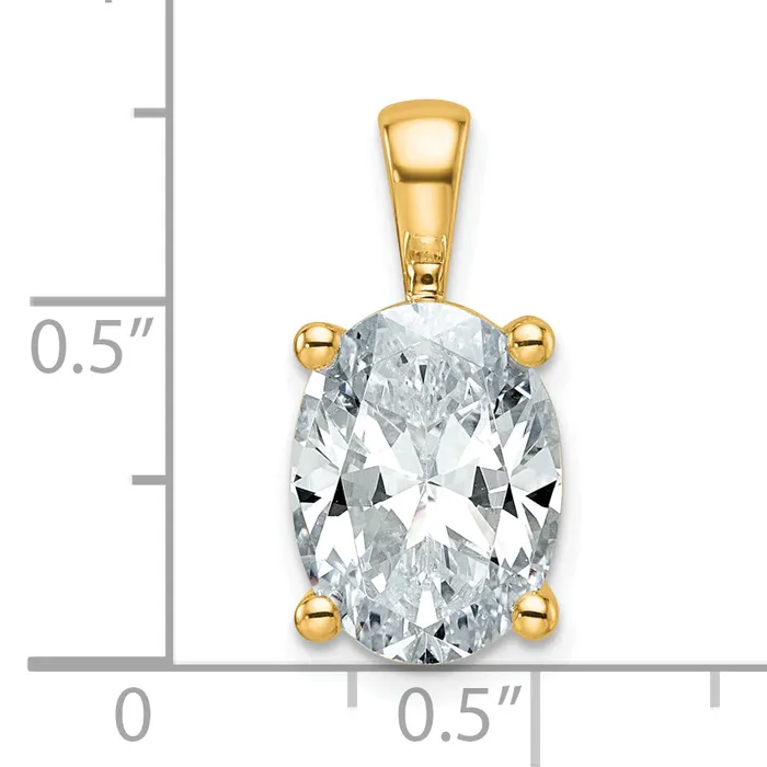 14k Yellow Gold 4 Ct Lab Grown Diamond VSSI G Oval Four Prong Pendant Goldia Necklaces
