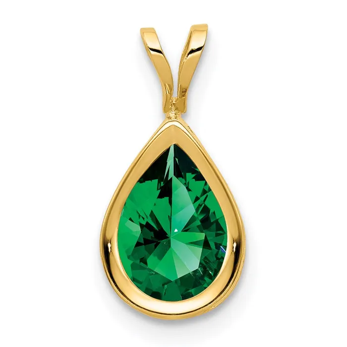14K Yellow Gold 9x6mm Pear Mount St Helens bezel pendant Goldia Necklaces