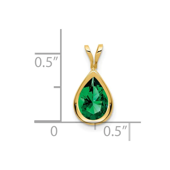 14K Yellow Gold 9x6mm Pear Mount St Helens bezel pendant Goldia Necklaces