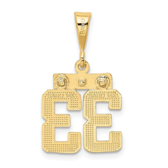 14k Yellow Gold Small Polished Number 33 Charm Goldia Charm Necklaces