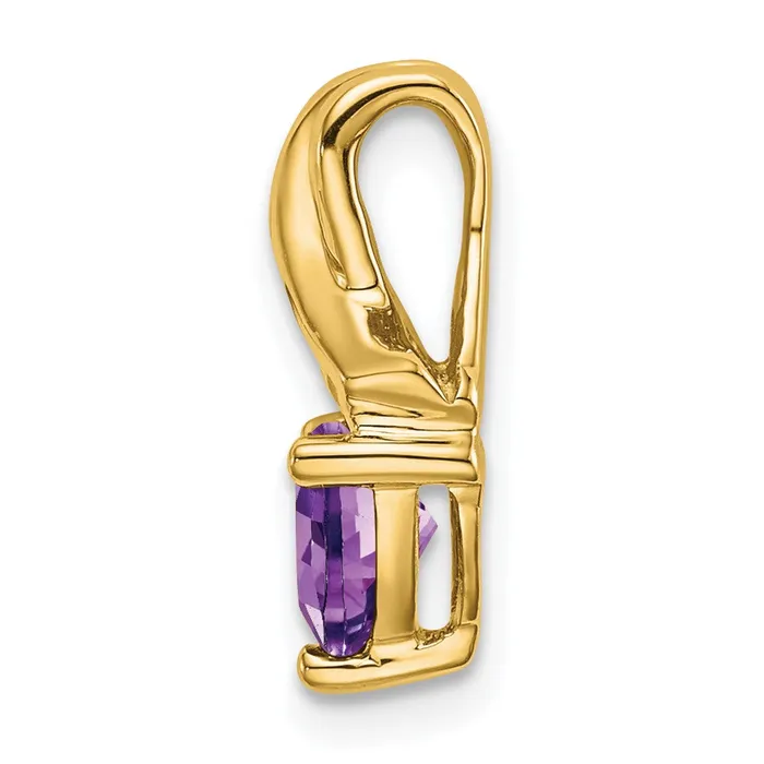 14K Yellow Gold Trillion Amethyst and Real Diamond Pendant Goldia Necklaces